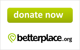 The image shows a button with the inscription "Donate now", with the logo and the words "betterplace.org" below it